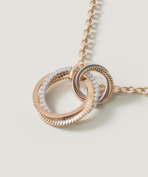 Trio Diamond Pendant
in 18k Yellow Rose & White Gold