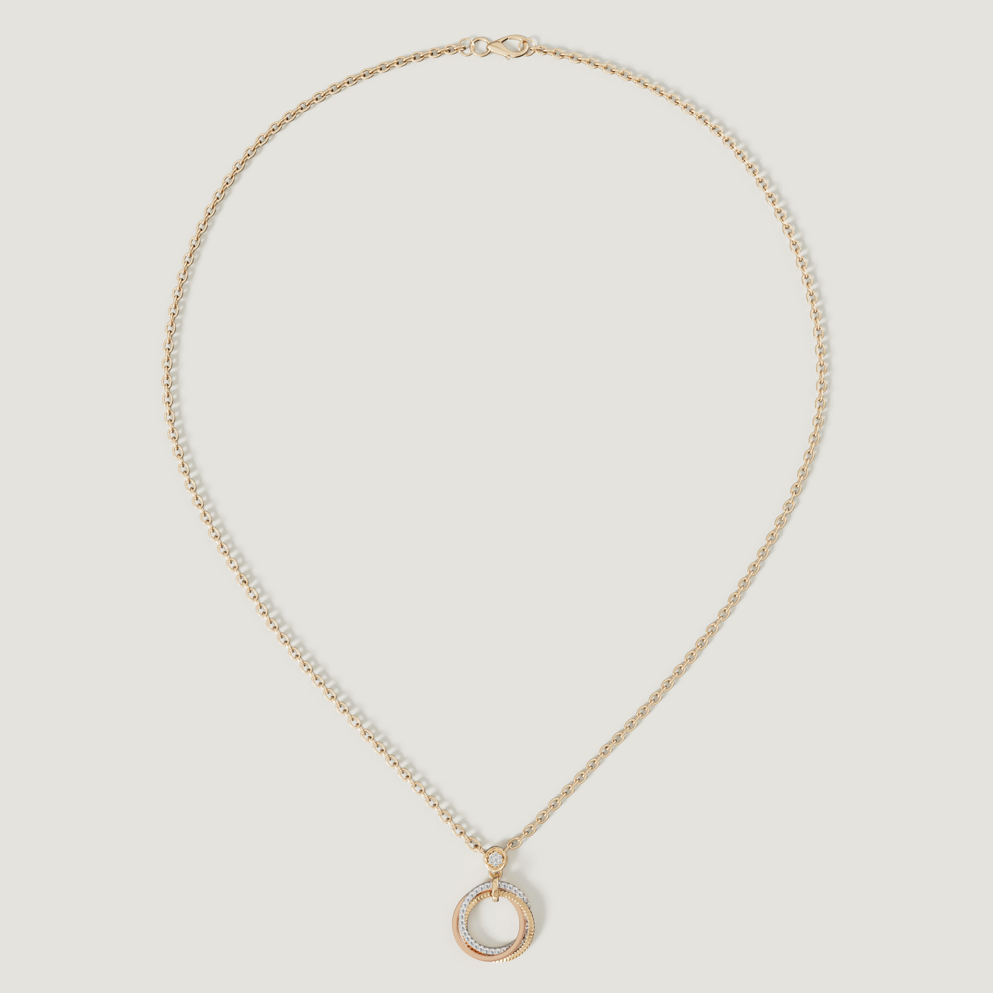 Trio Diamond Pendant In 18k Yellow Rose & White Gold
