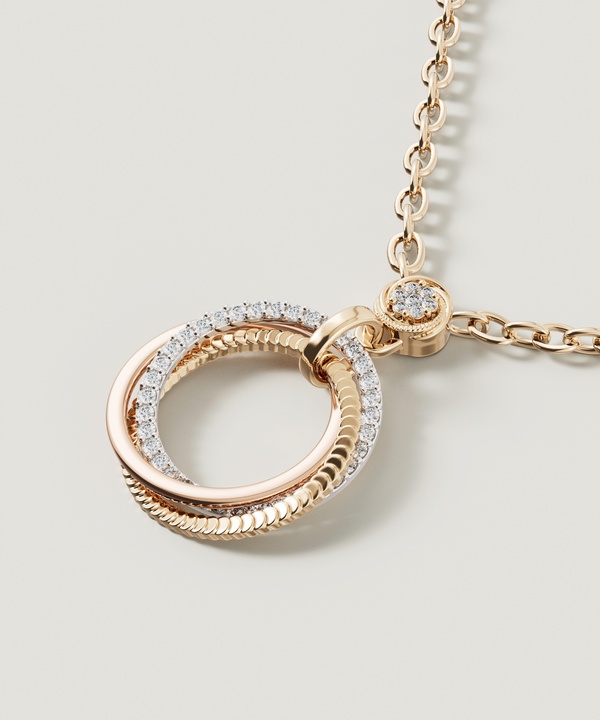 Trio Diamond Pendant In 18k Yellow Rose & White Gold