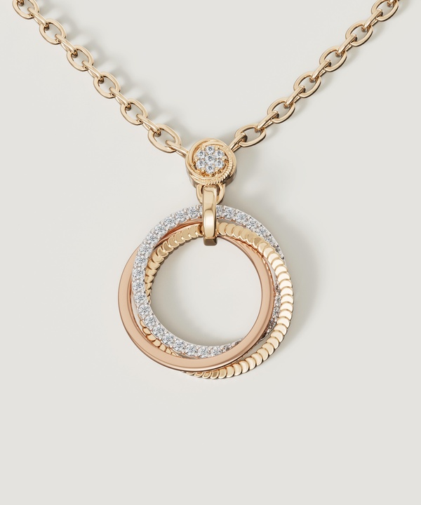 Trio Diamond Pendant In 18k Yellow Rose & White Gold