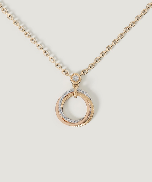 Trio Diamond Pendant In 18k Yellow Rose & White Gold