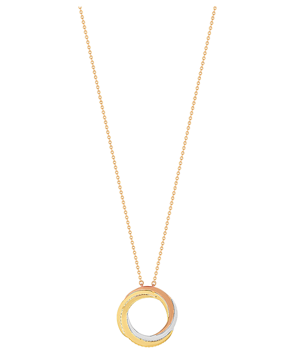Trio 18k Yellow Rose And White Gold Necklace With Diamonds