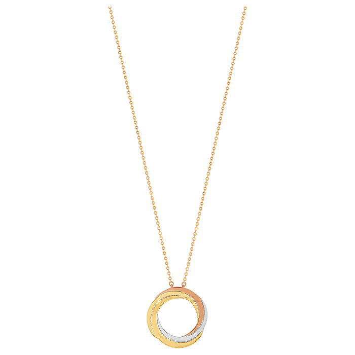 Trio 18k Yellow Rose And White Gold Necklace With Diamonds