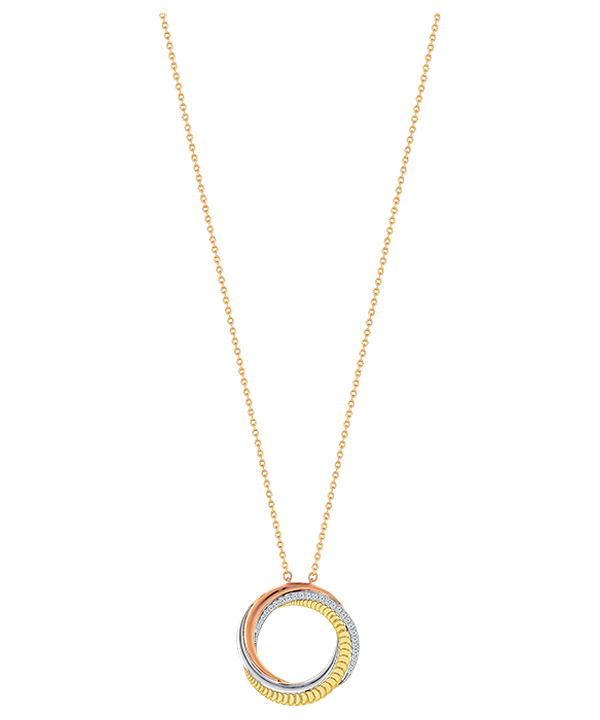 Trio 18k Yellow Rose And White Gold Necklace With Diamonds