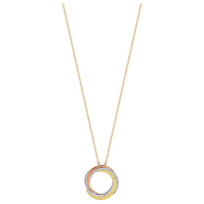 Trio 18k Yellow Rose And White Gold Necklace With Diamonds