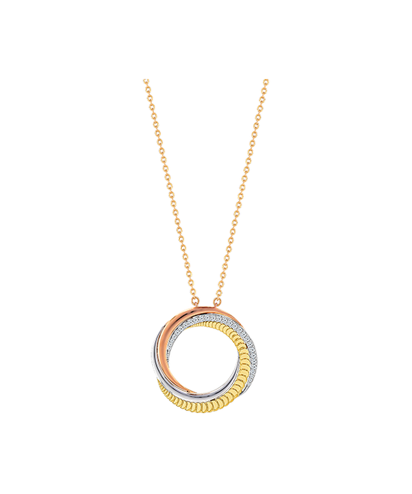Trio 18k Yellow Rose And White Gold Necklace With Diamonds