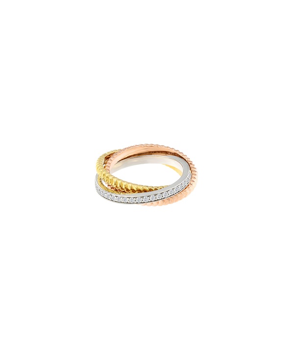 Trio Diamond Ring In 18k Yellow Rose & White Gold