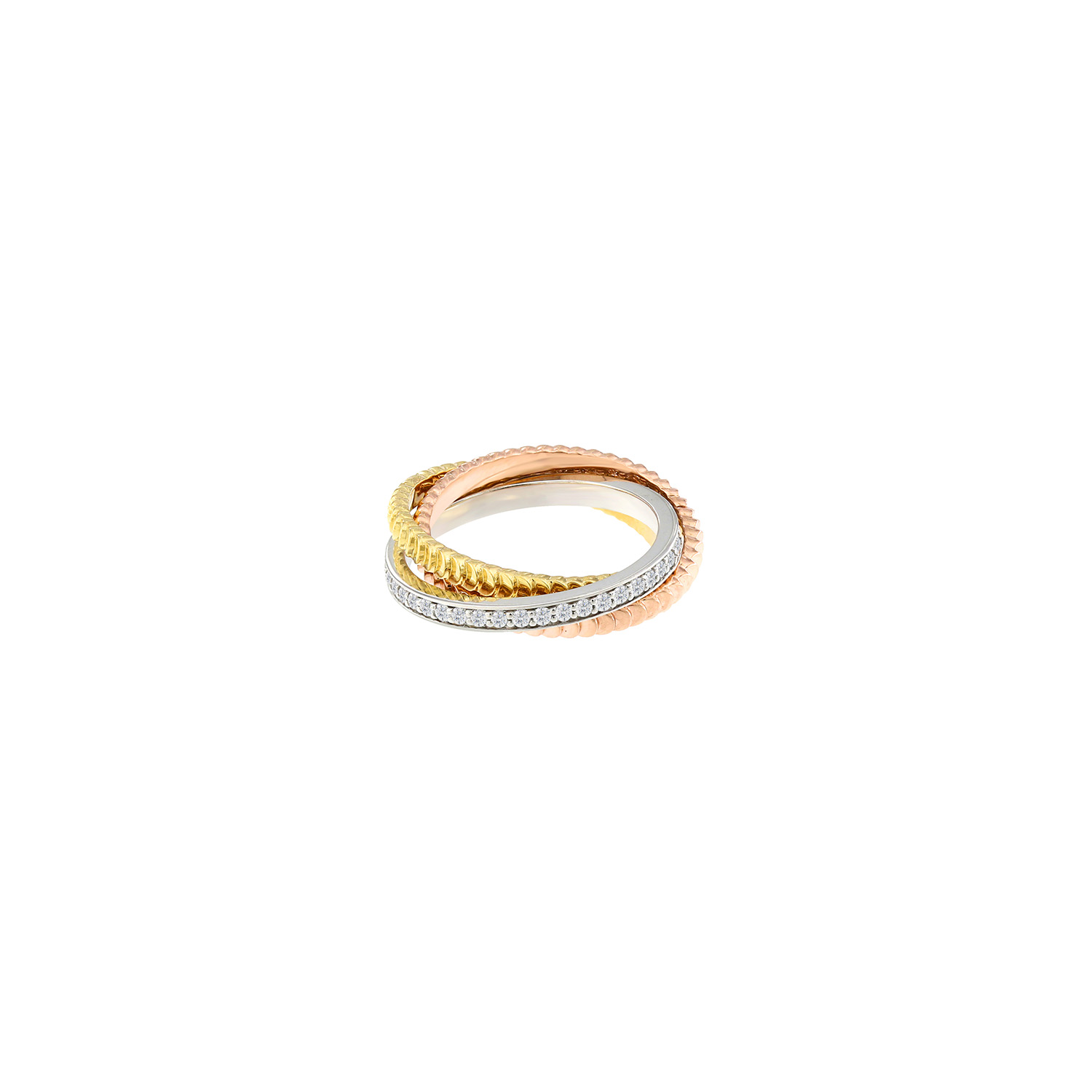 Trio Diamond Ring In 18k Yellow Rose & White Gold