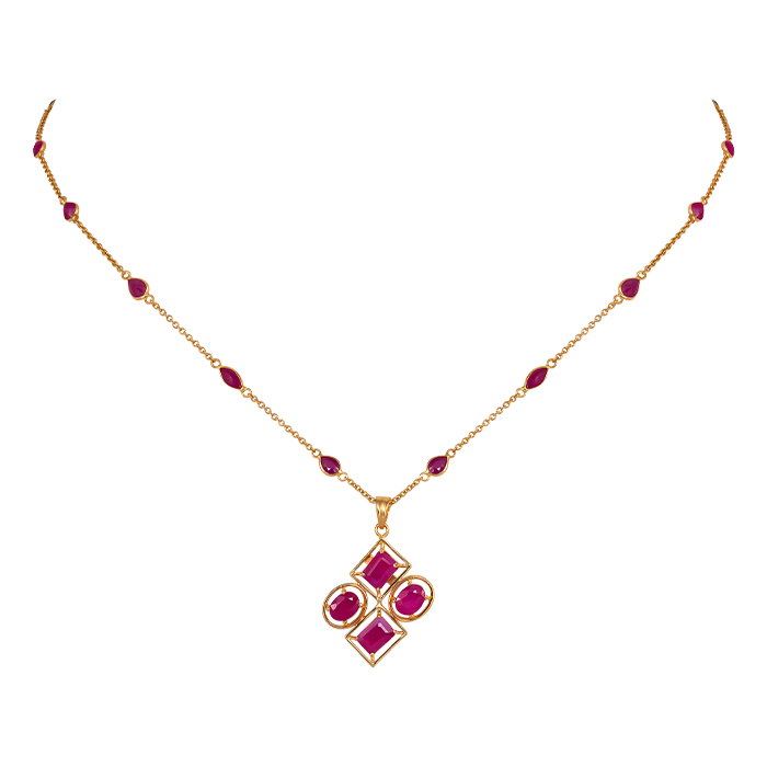 Rangoli Pendant & Earring In 22k Gold