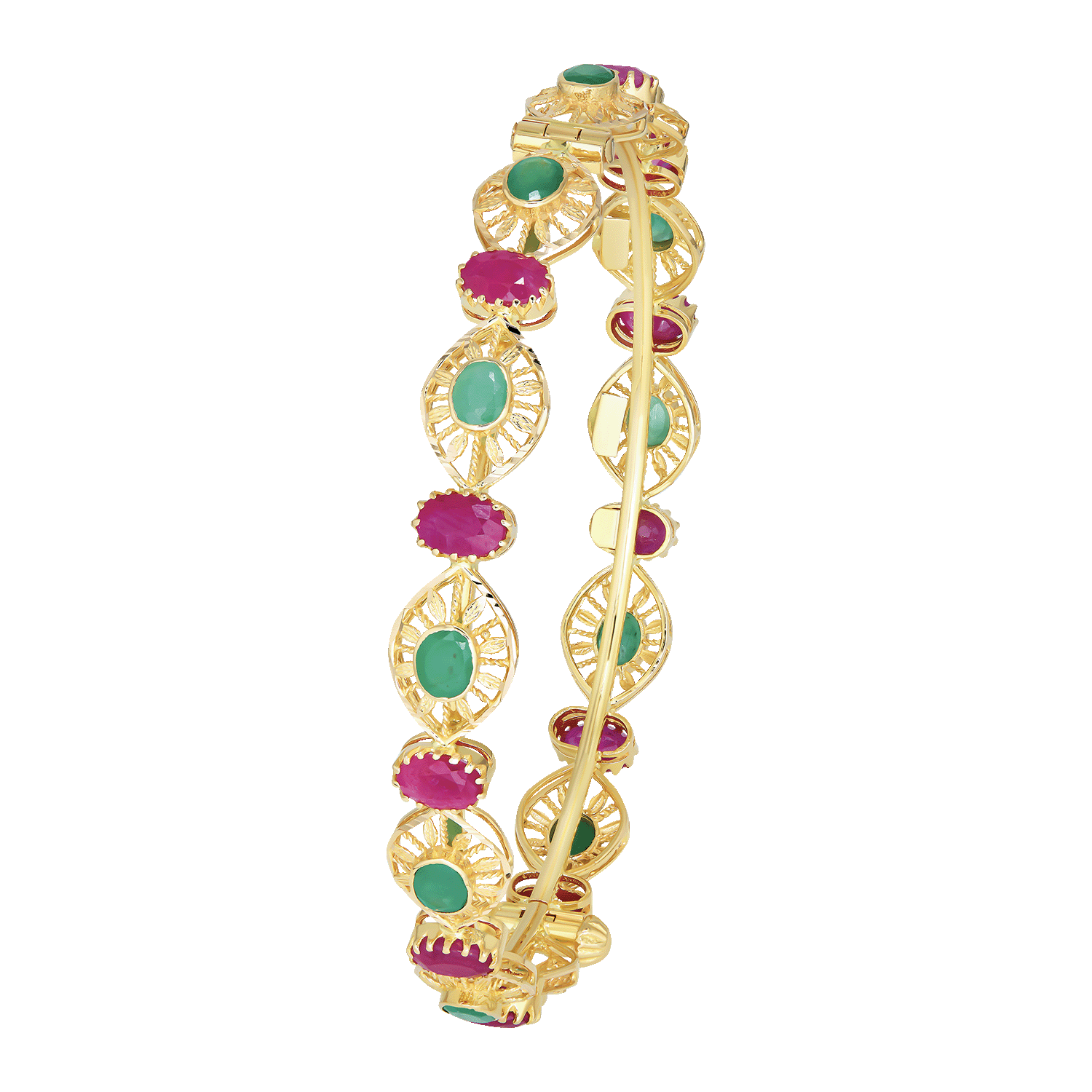 Rangoli 22k Gold Ruby & Emerald Bangle