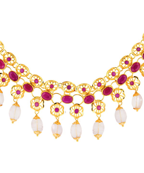 Rangoli Necklace & Earring In 22k Gold