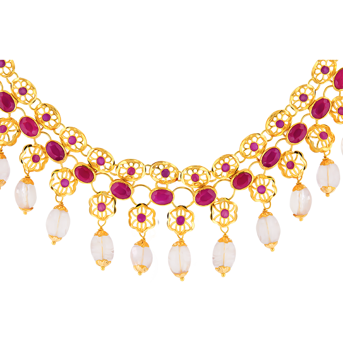 Rangoli Necklace & Earring In 22k Gold