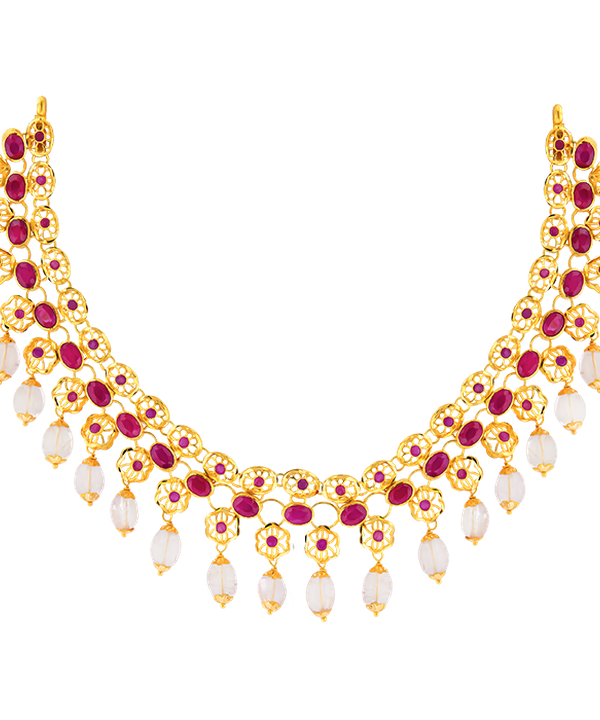 Rangoli Necklace & Earring In 22k Gold