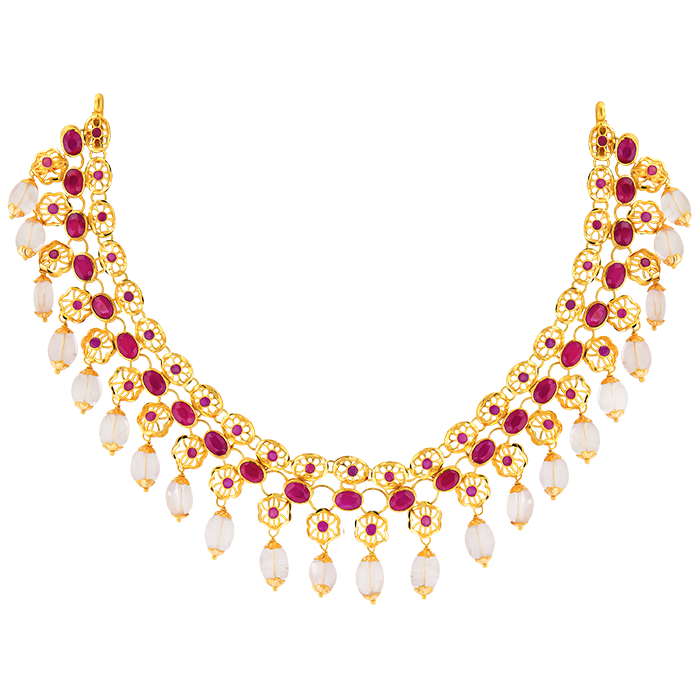 Rangoli Necklace & Earring In 22k Gold