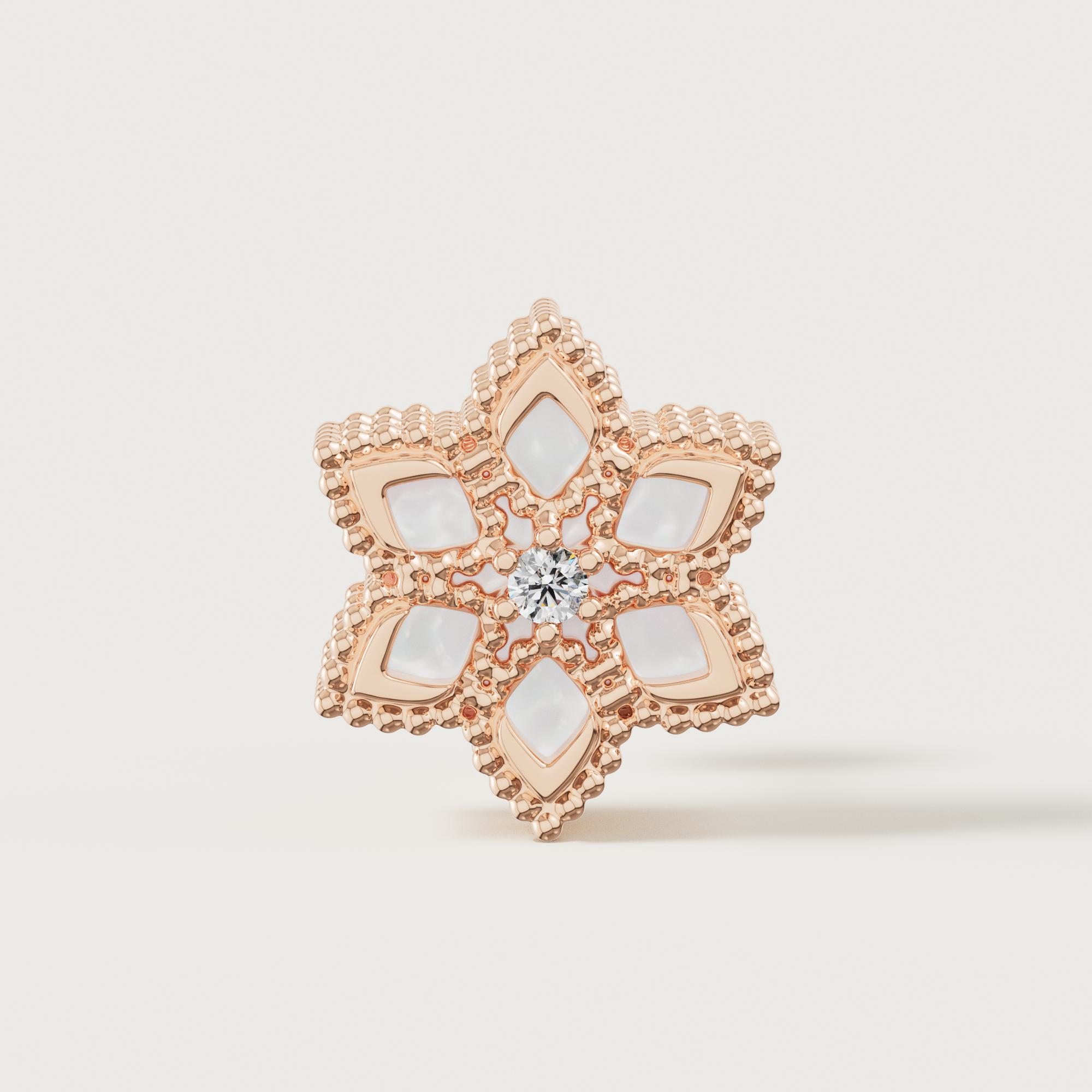 Stella D'oro 18k Rose Gold Diamond And Mother Of Pearl Earrings