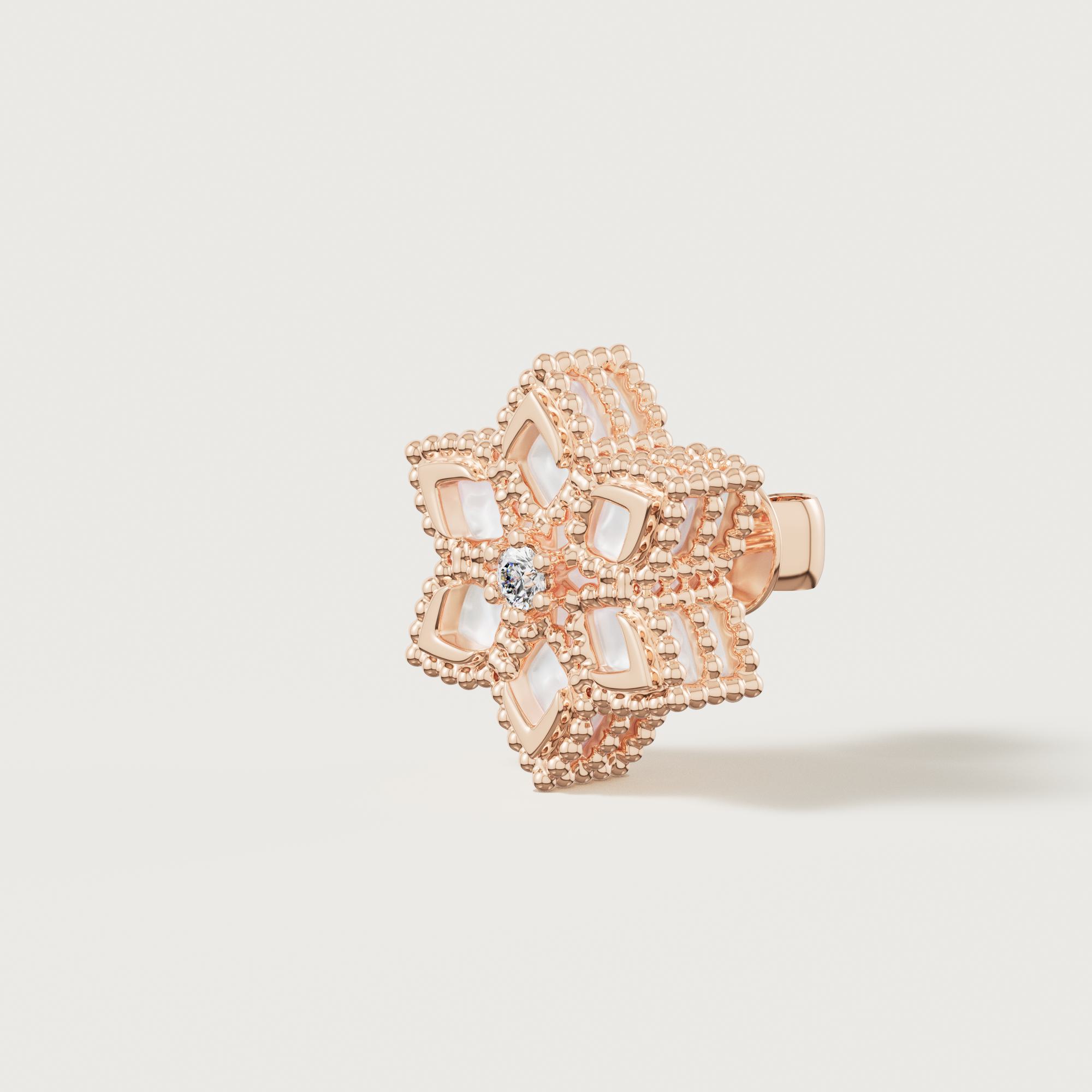 Stella D'oro 18k Rose Gold Diamond And Mother Of Pearl Earrings