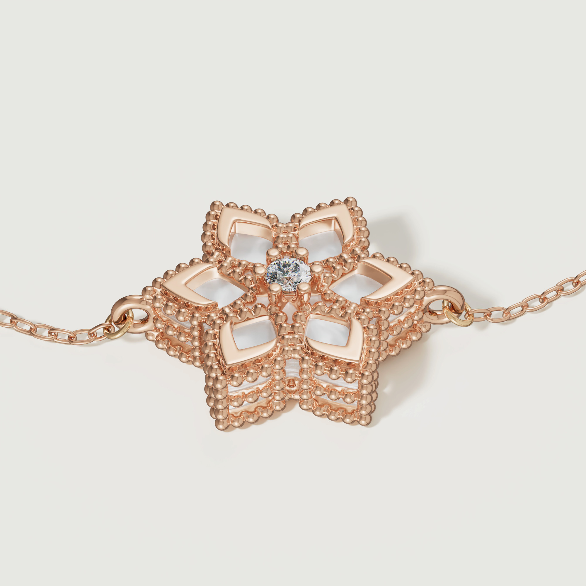 Stella D'oro 18k Rose Gold Diamond And Mother Of Pearl Bracelet
