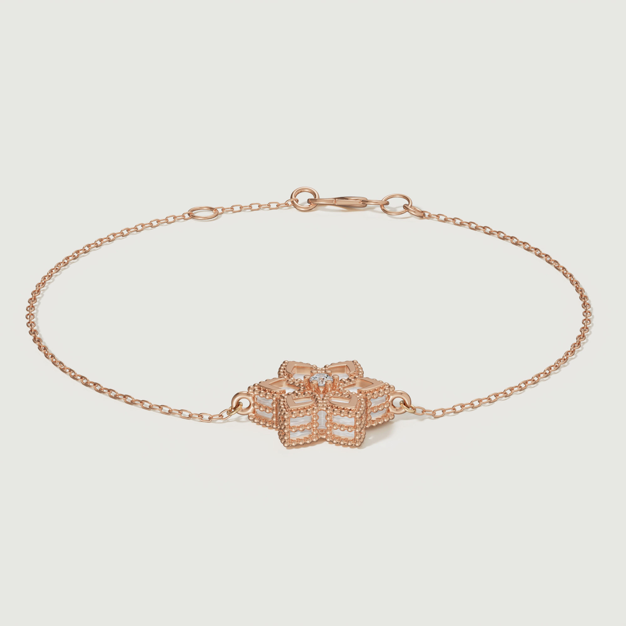 Stella D'oro 18k Rose Gold Diamond And Mother Of Pearl Bracelet