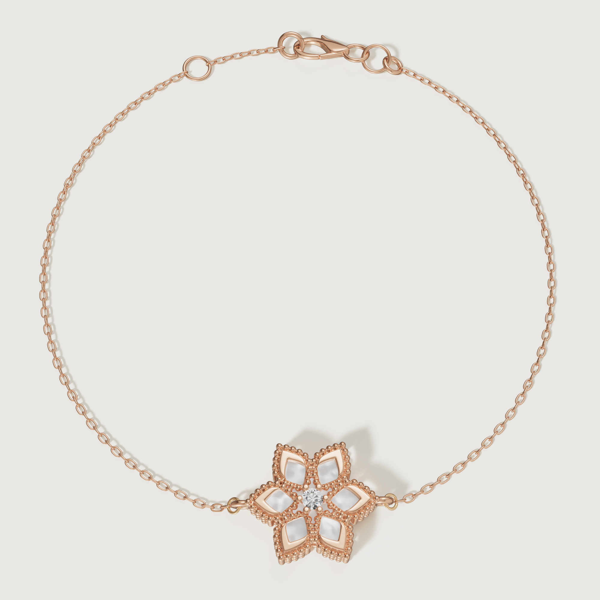 Stella D'oro 18k Rose Gold Diamond And Mother Of Pearl Bracelet