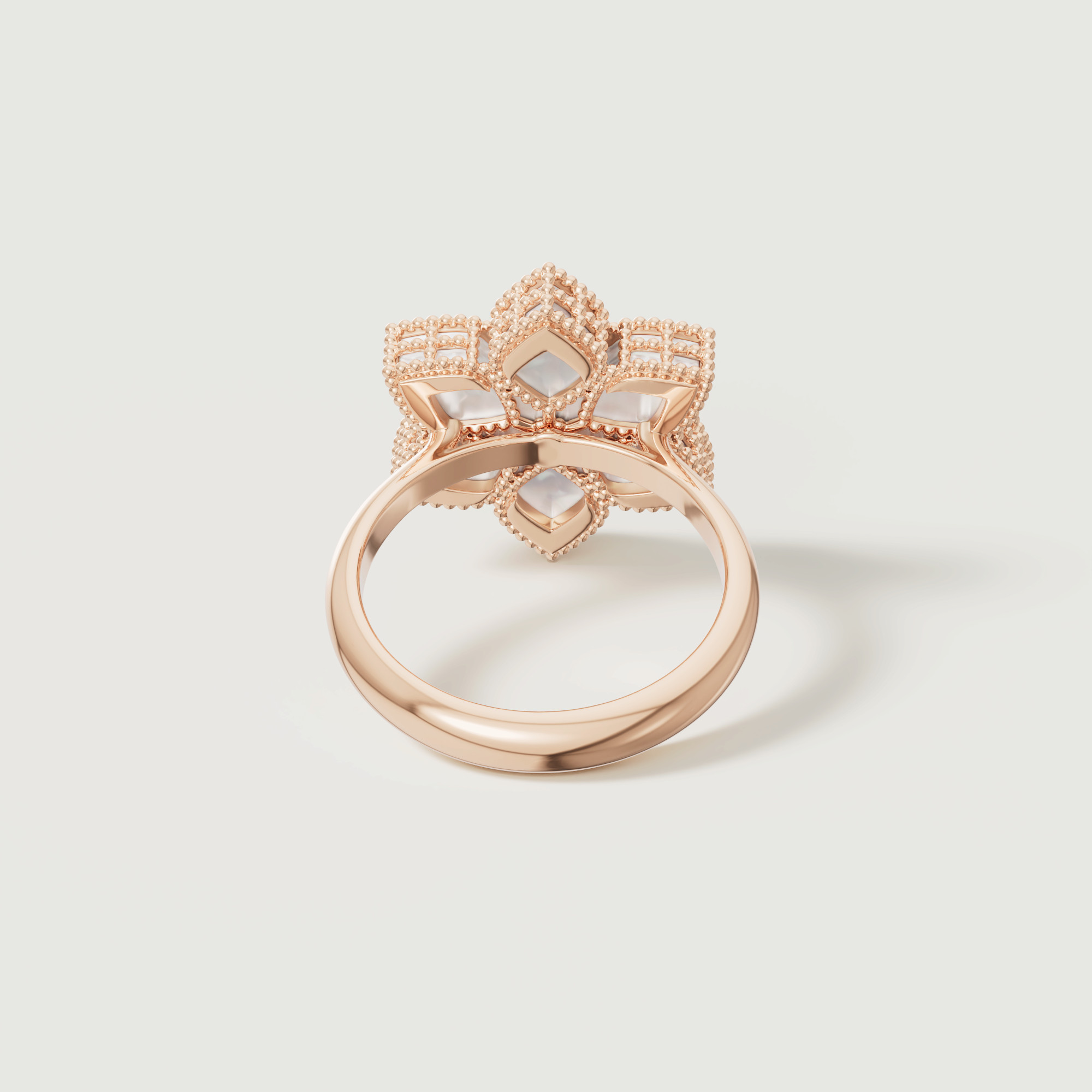 Stella D'oro 18k Rose Gold Diamond And Mother Of Pearl Ring