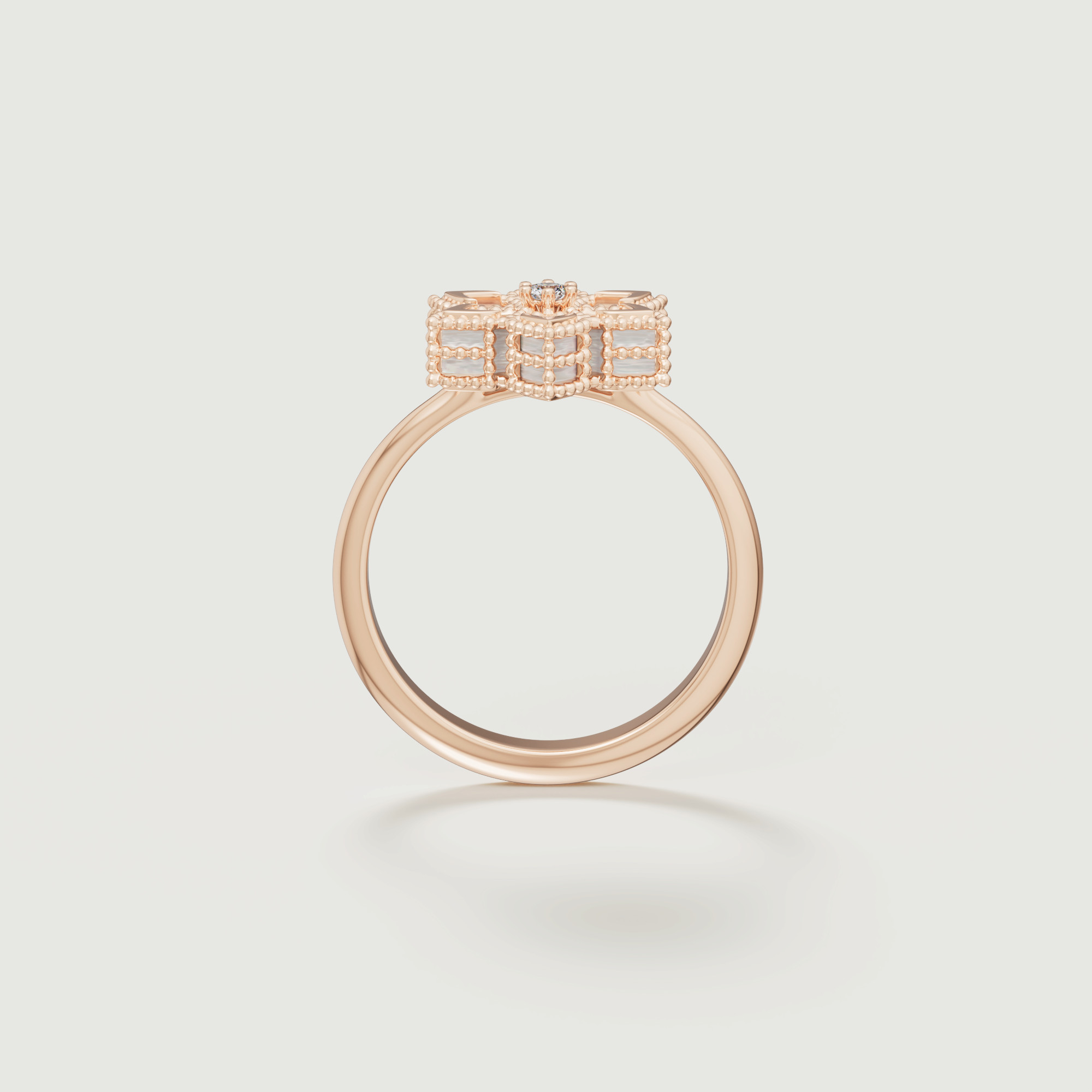 Stella D'oro 18k Rose Gold Diamond And Mother Of Pearl Ring