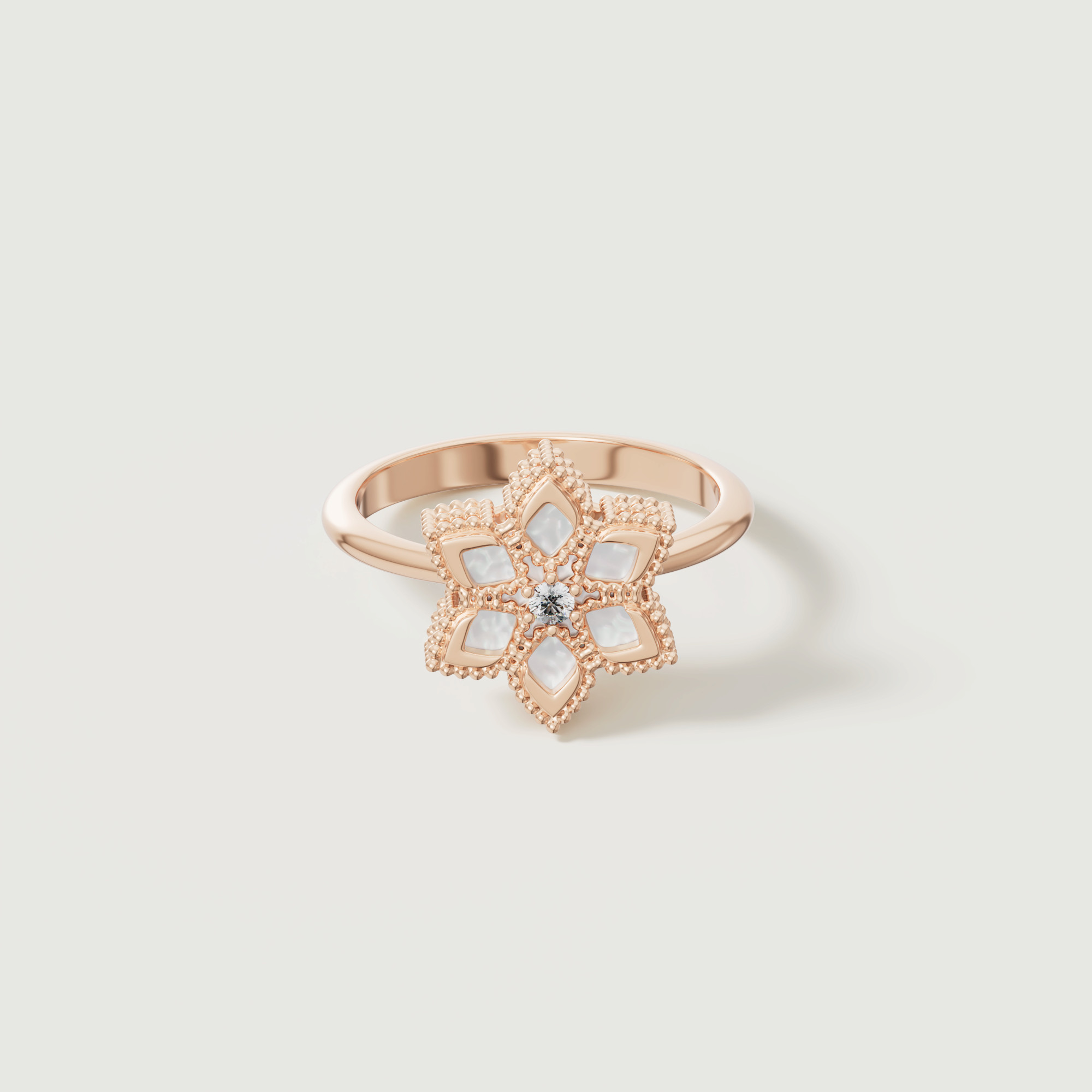 Stella D'oro 18k Rose Gold Diamond And Mother Of Pearl Ring