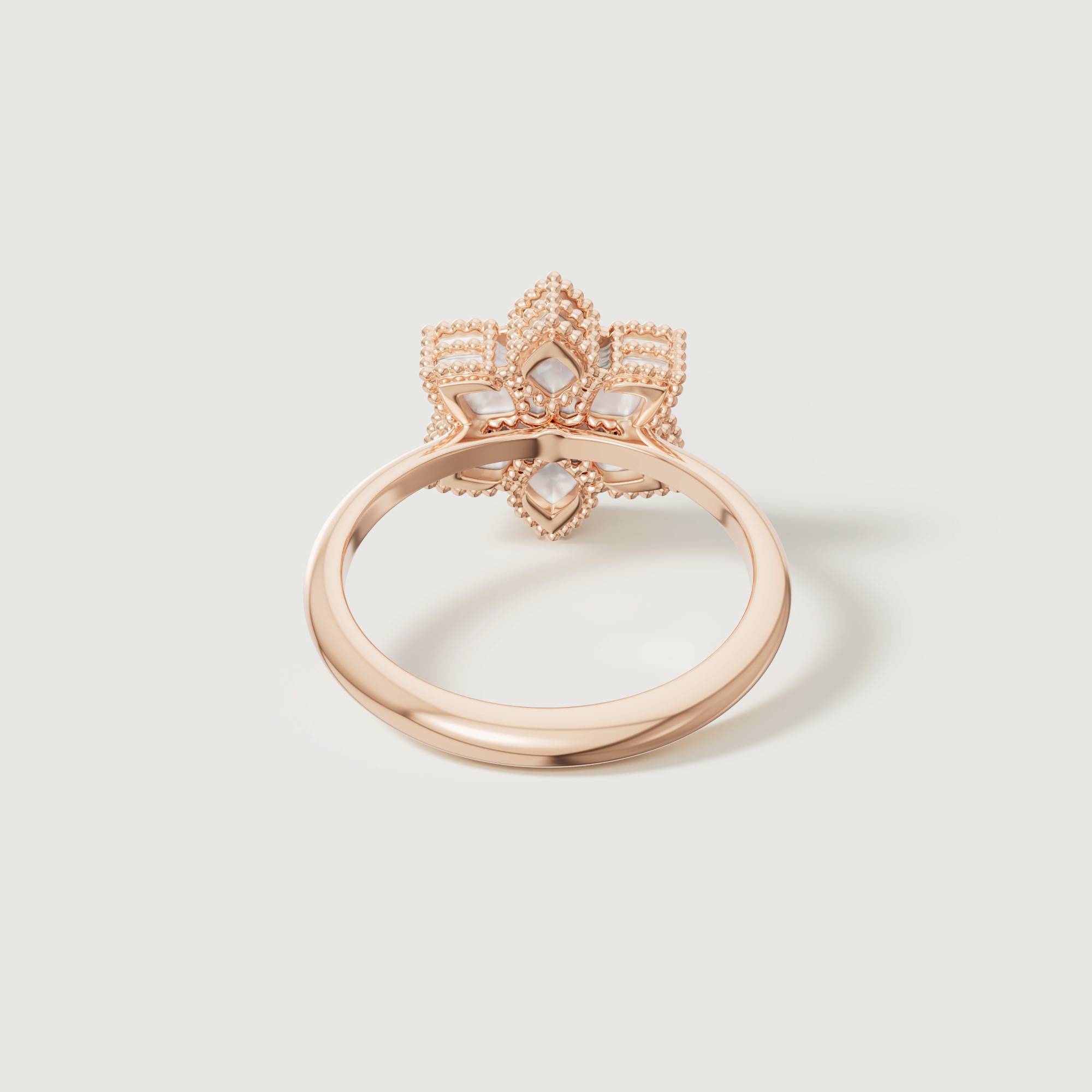 Stella D'oro 18k Rose Gold Diamond And Mother Of Pearl Ring