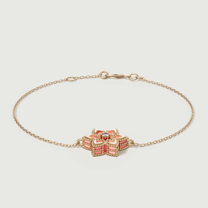 Stella D'oro Eden 18k Yellow Gold Diamond And Pink Opal Bracelet