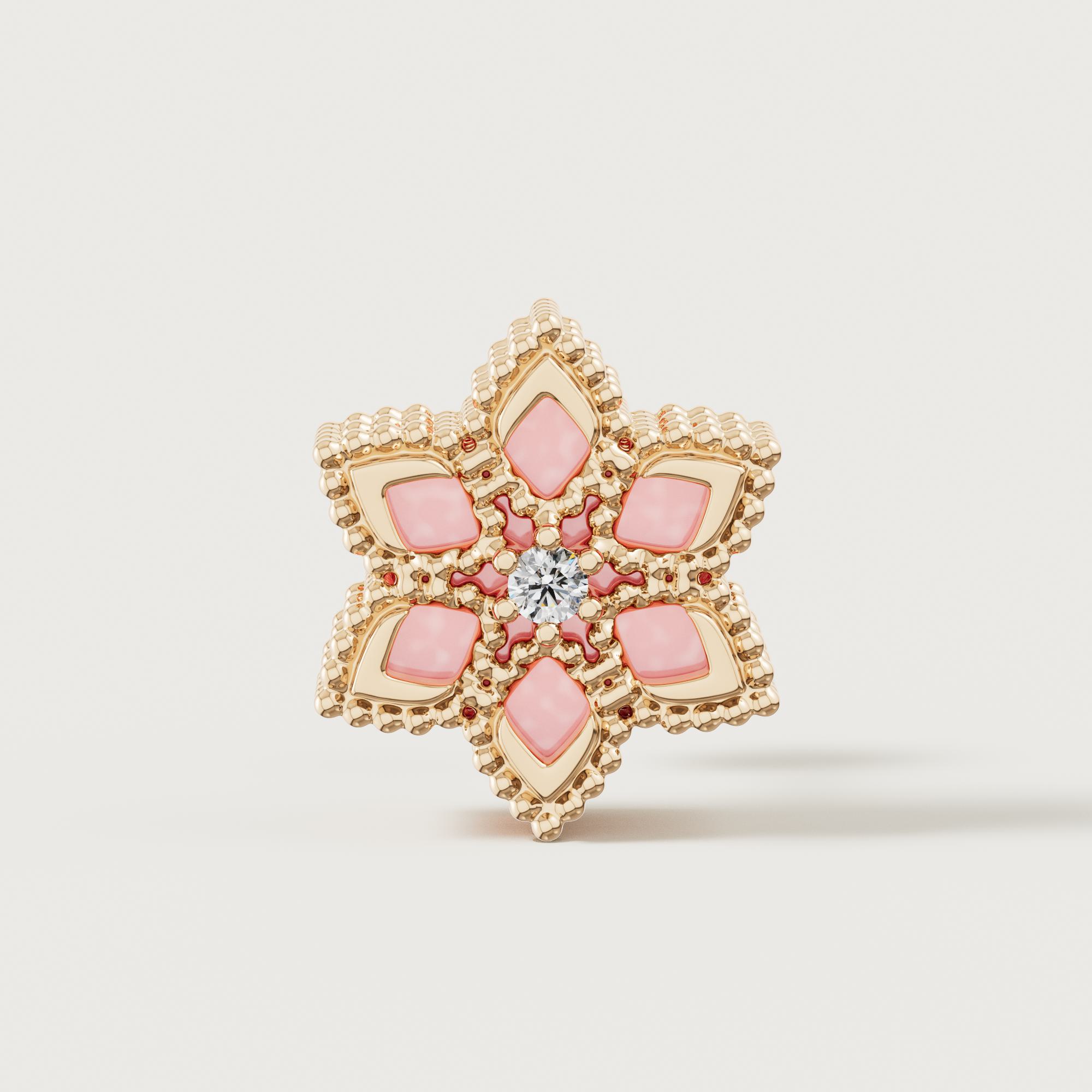 Stella D'oro Eden 18k Yellow Gold Diamond And Pink Opal Earrings