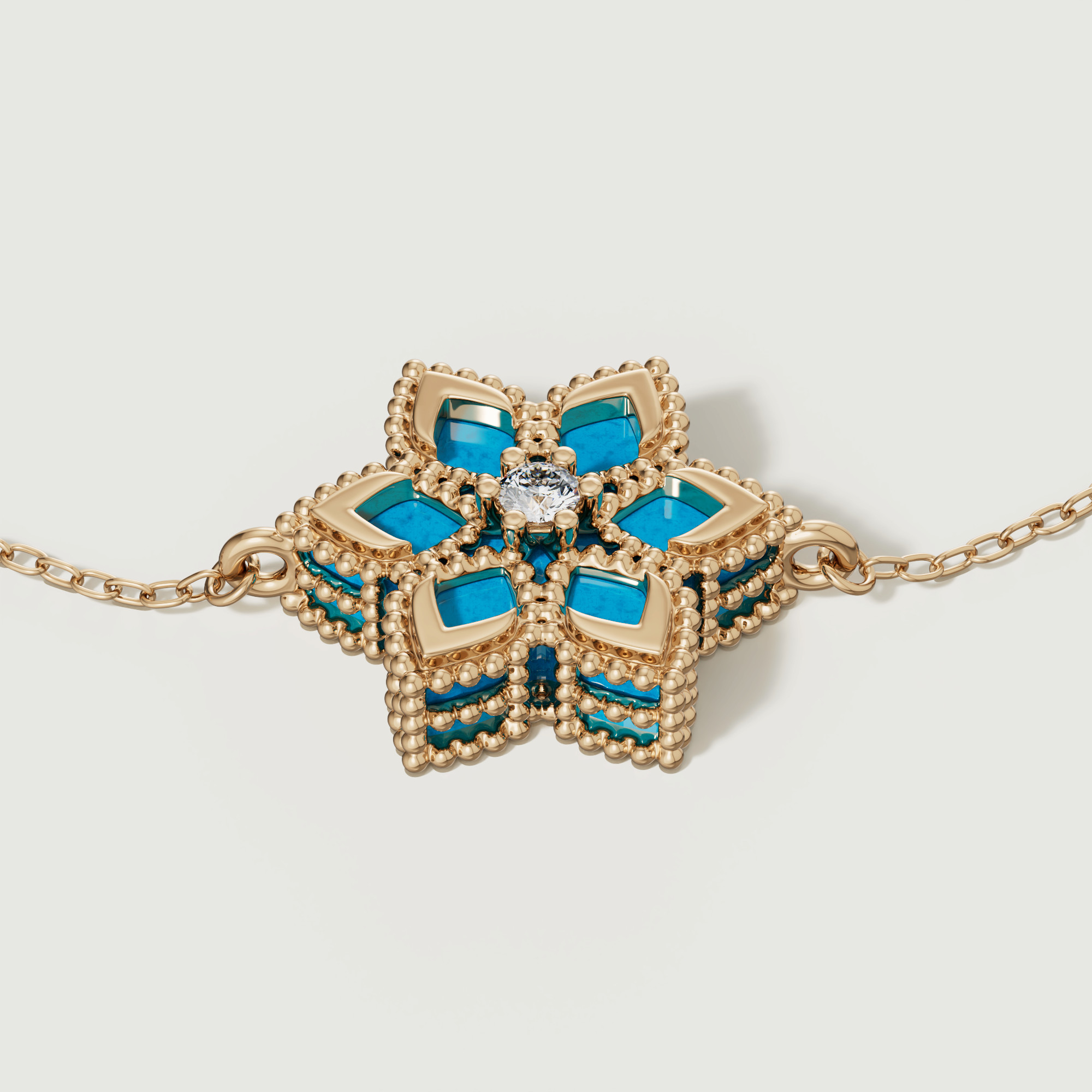 Stella D'oro Eden 18k Yellow Gold Diamond And Turquoise Bracelet