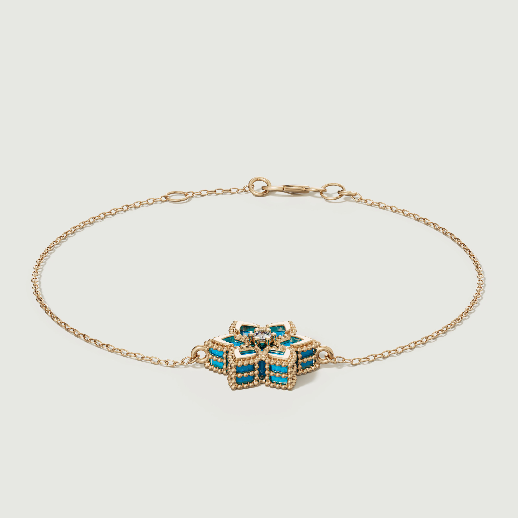 Stella D'oro Eden 18k Yellow Gold Diamond And Turquoise Bracelet