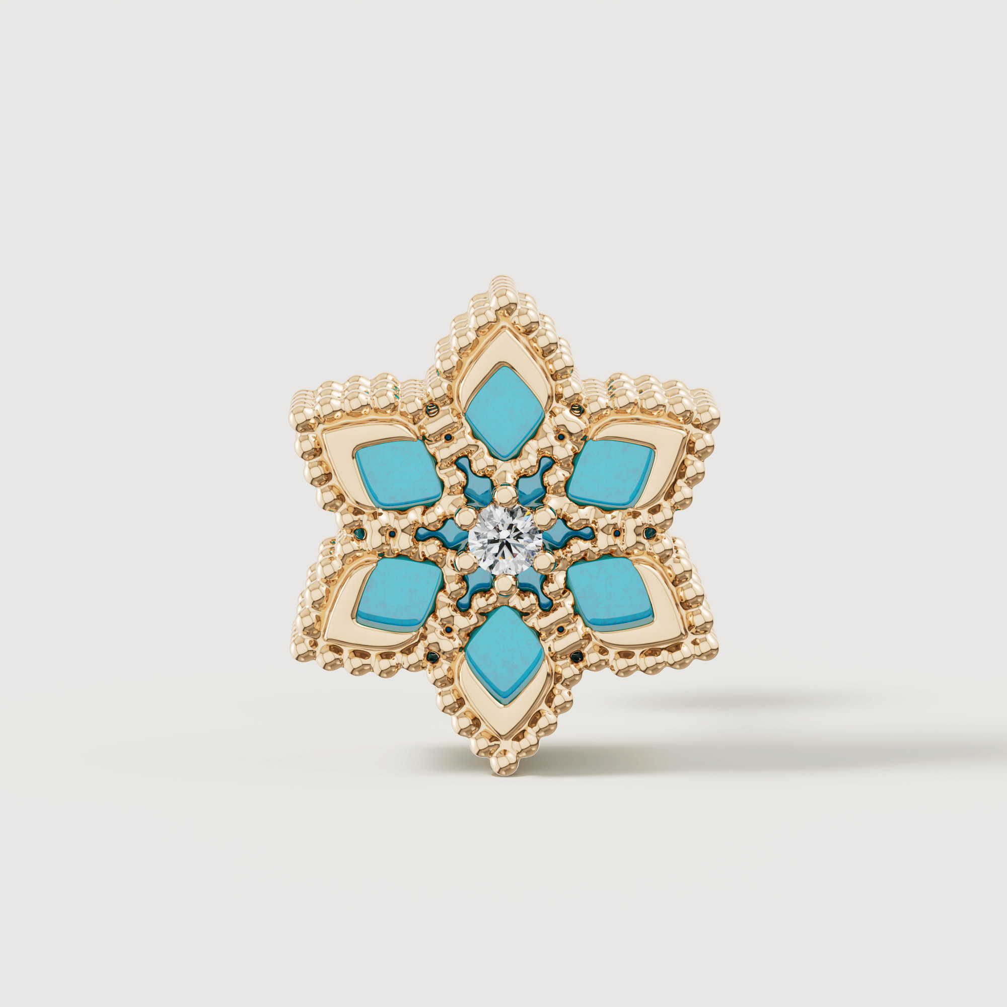Stella D'oro Eden 18k Yellow Gold Diamond And Turquoise Earrings