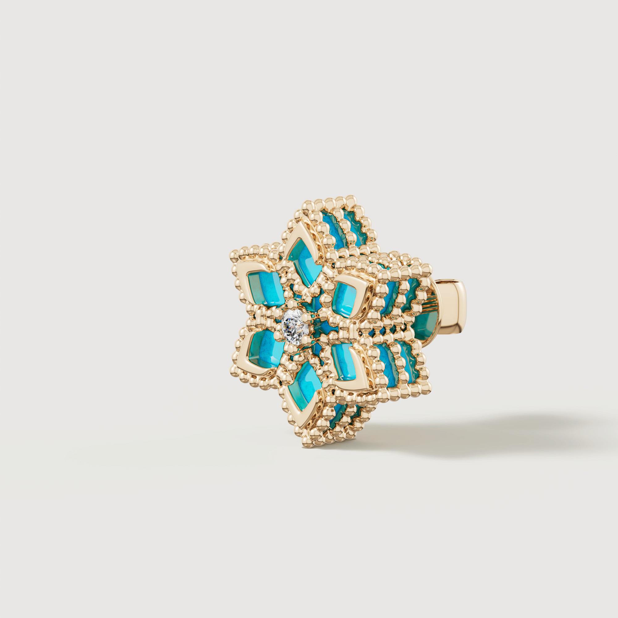 Stella D'oro Eden 18k Yellow Gold Diamond And Turquoise Earrings