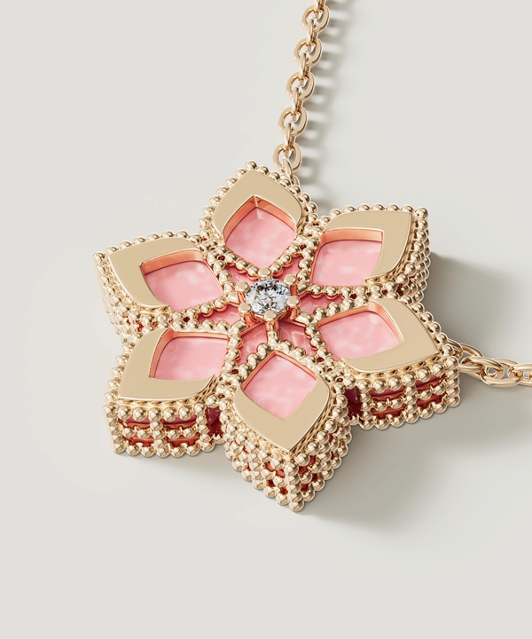 Stella D'Oro Eden 18K Yellow Gold Diamond And Pink Opal Necklace