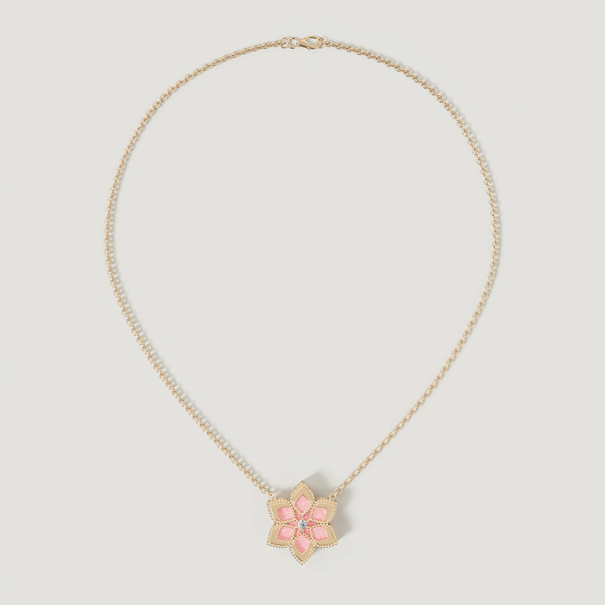Stella D'oro Eden 18k Yellow Gold Diamond And Pink Opal Necklace