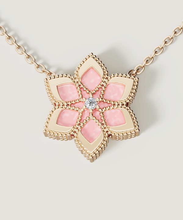 Stella D'Oro Eden 18K Yellow Gold Diamond And Pink Opal Necklace