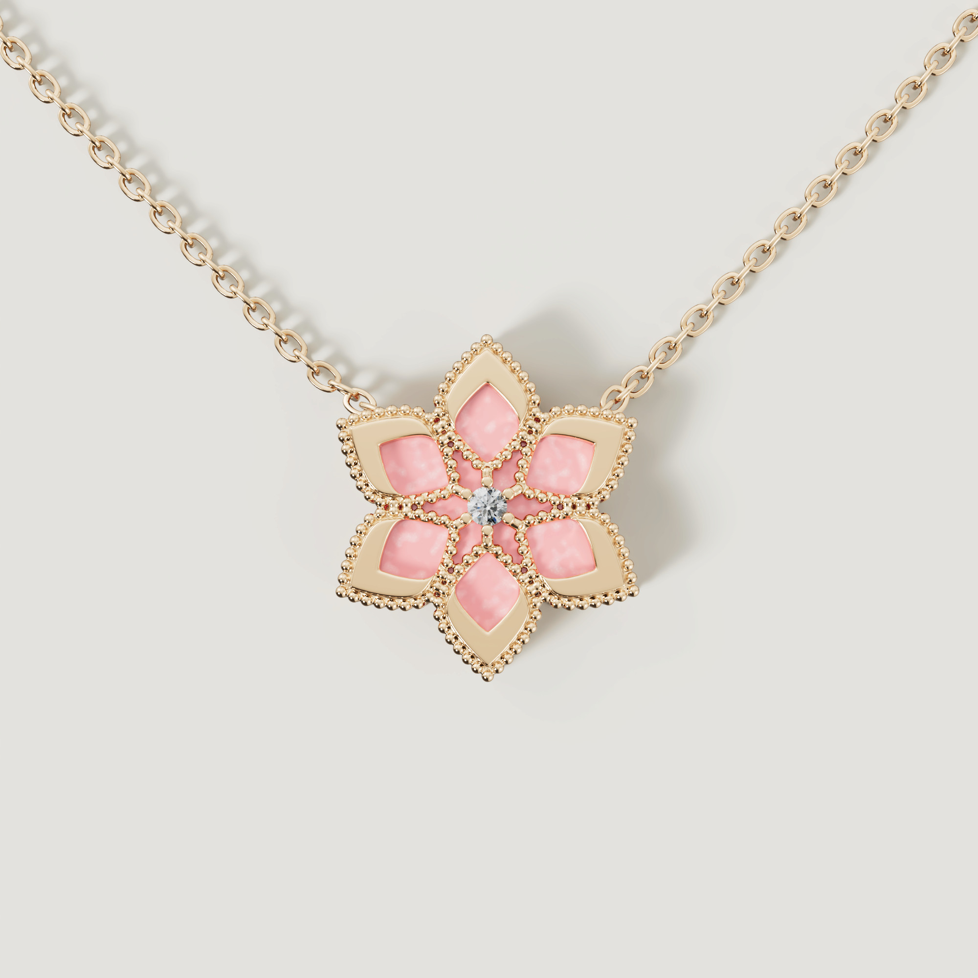 Stella D'oro Eden 18k Yellow Gold Diamond And Pink Opal Necklace