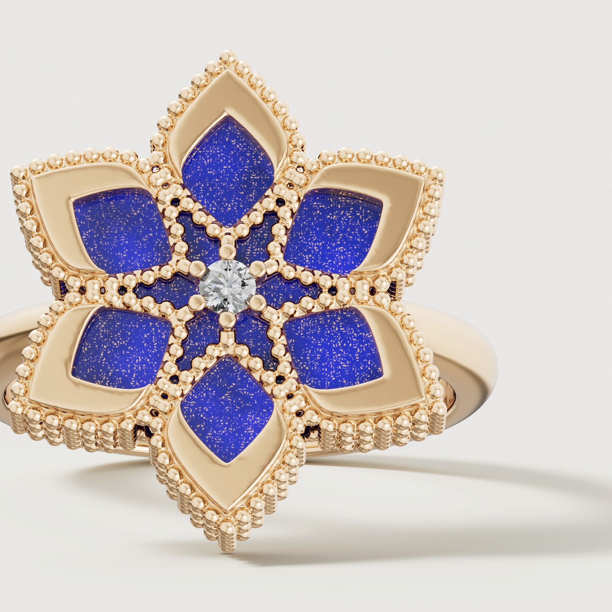 Stella D'oro Eden 18k Yellow Gold Diamond And Lapis Lazuli Ring