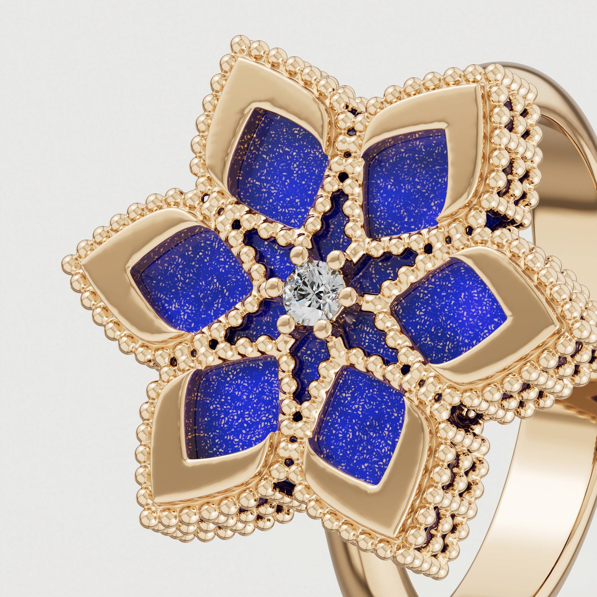 Stella D'oro Eden 18k Yellow Gold Diamond And Lapis Lazuli Ring