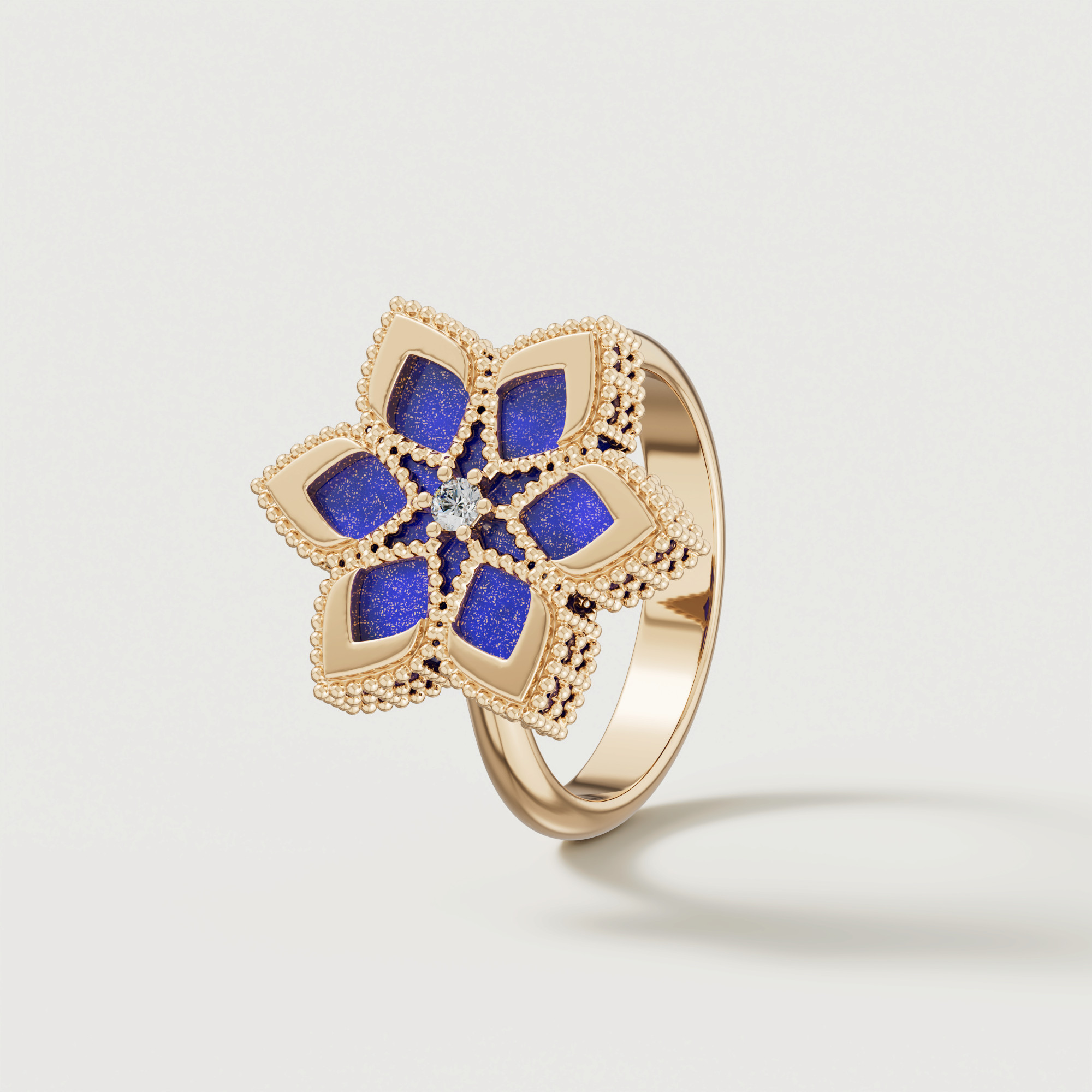 Stella D'oro Eden 18k Yellow Gold Diamond And Lapis Lazuli Ring