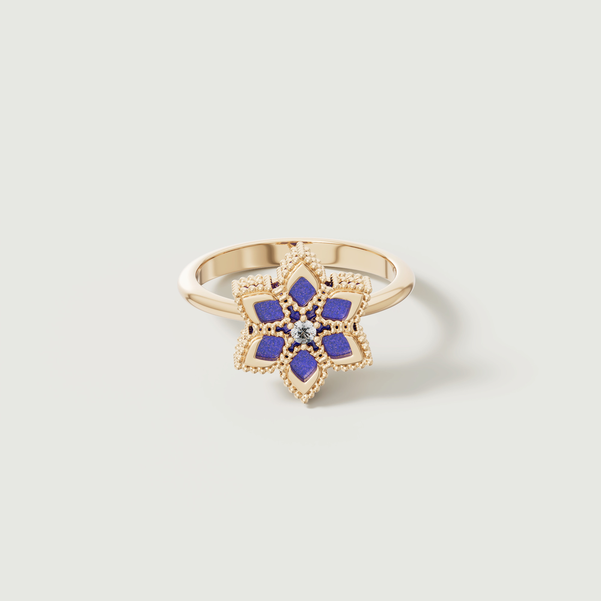 Stella D'oro Eden 18k Yellow Gold Diamond And Lapis Lazuli Ring