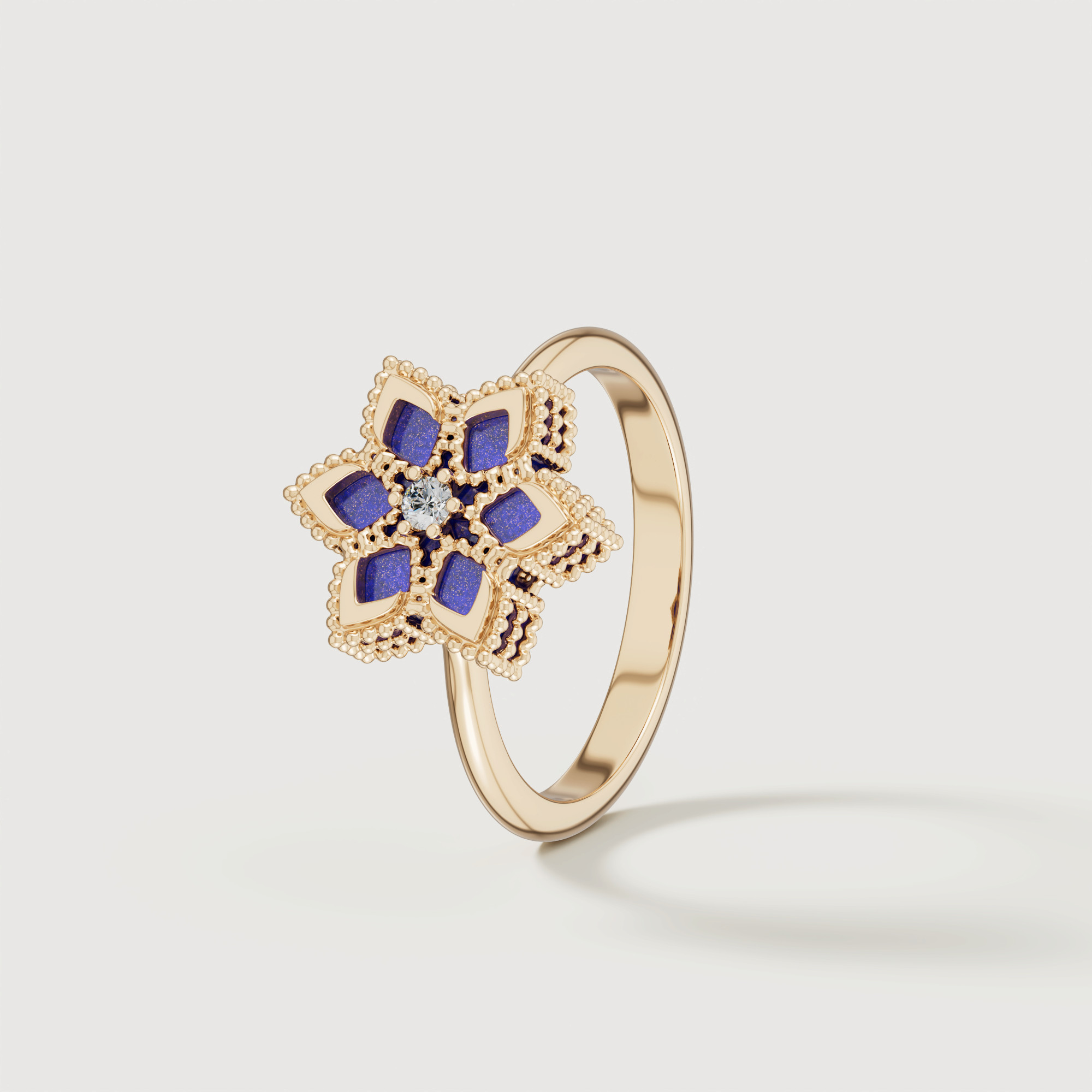 Stella D'oro Eden 18k Yellow Gold Diamond And Lapis Lazuli Ring