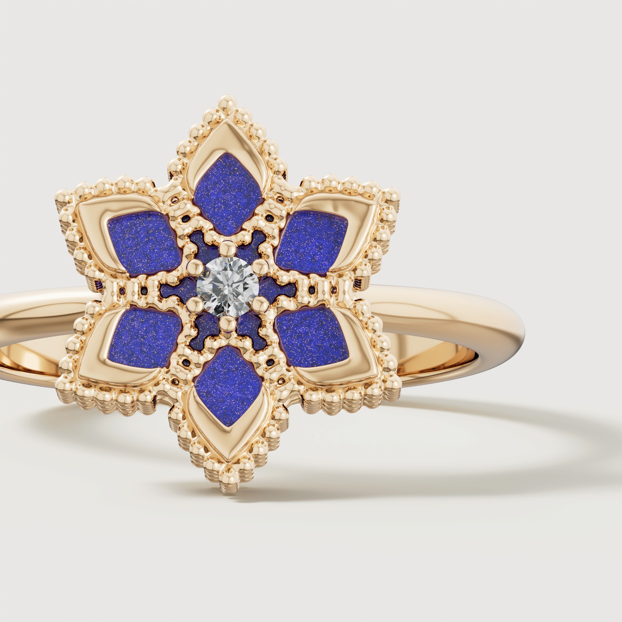 Stella D'oro Eden 18k Yellow Gold Diamond And Lapis Lazuli Ring