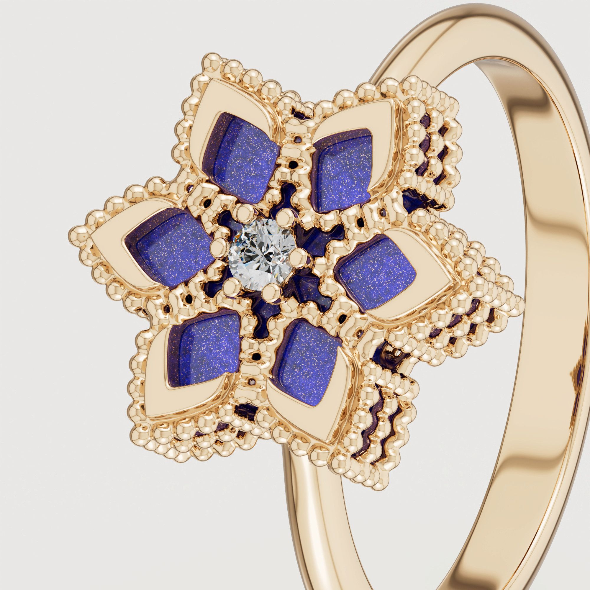Stella D'oro Eden 18k Yellow Gold Diamond And Lapis Lazuli Ring
