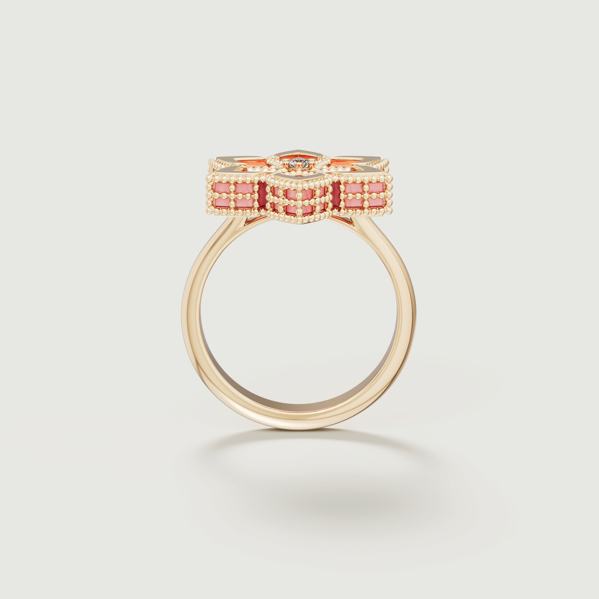 Stella D'oro Eden 18k Yellow Gold Diamond And Pink Opal Ring