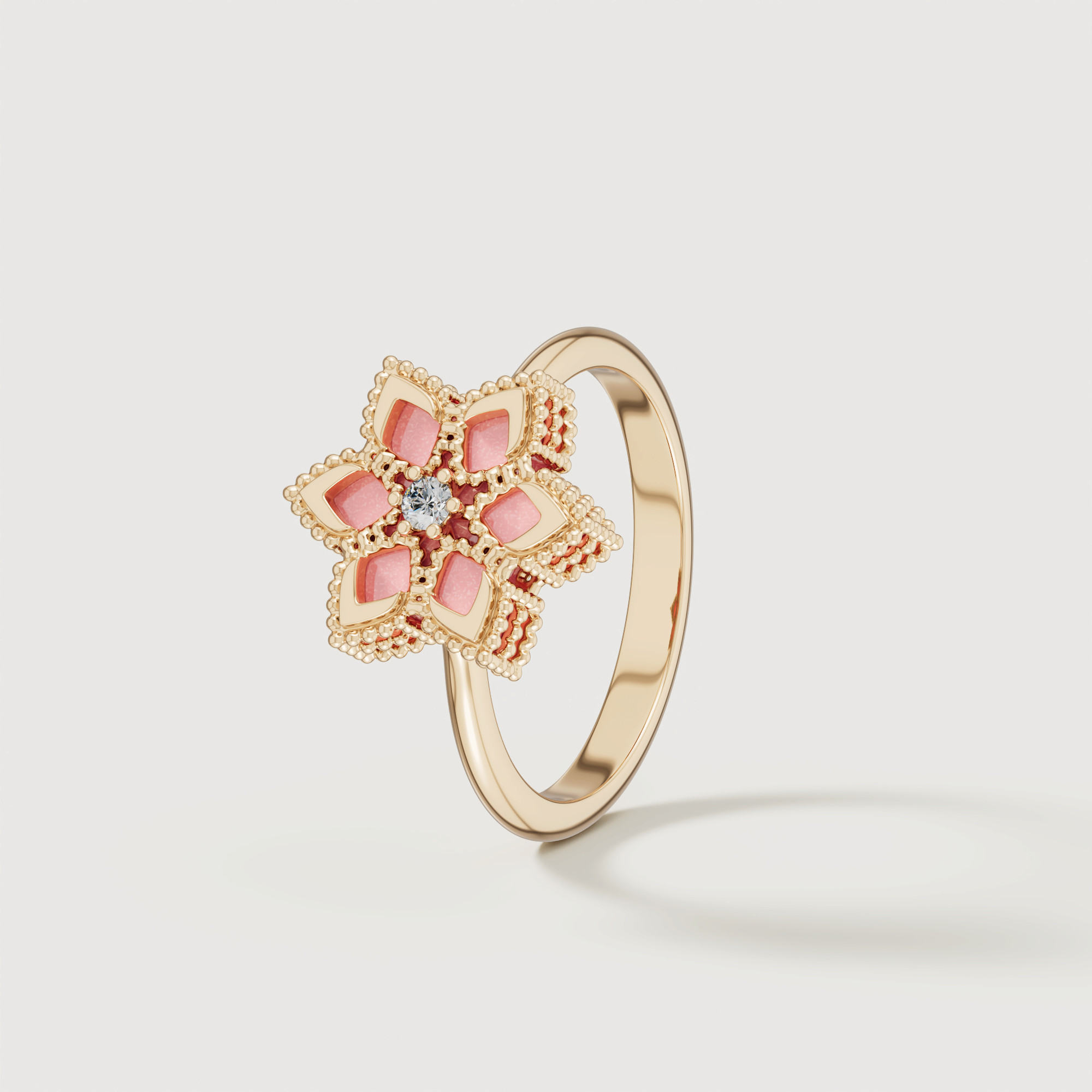Stella D'oro Eden 18k Yellow Gold Diamond And Pink Opal Ring