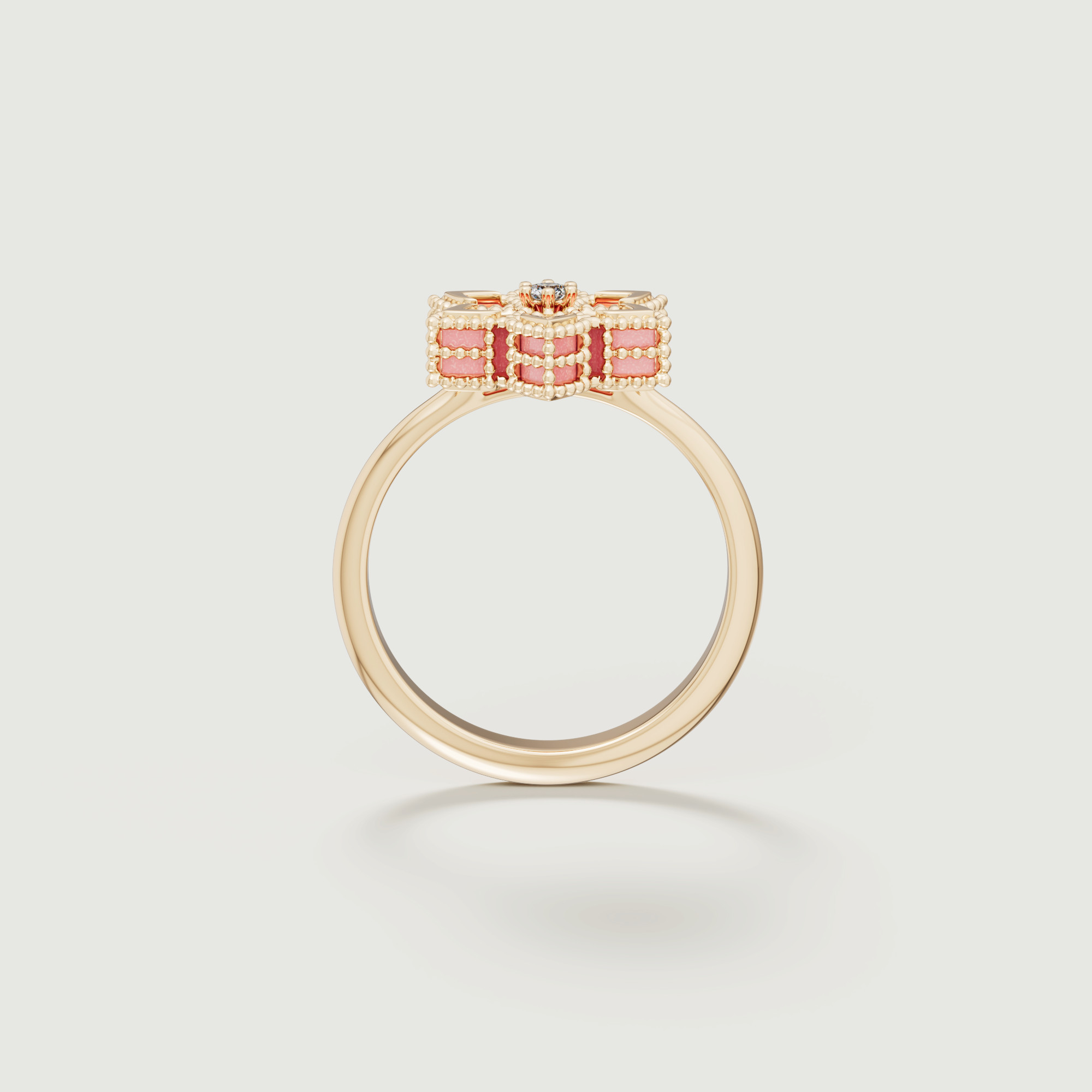 Stella D'oro Eden 18k Yellow Gold Diamond And Pink Opal Ring