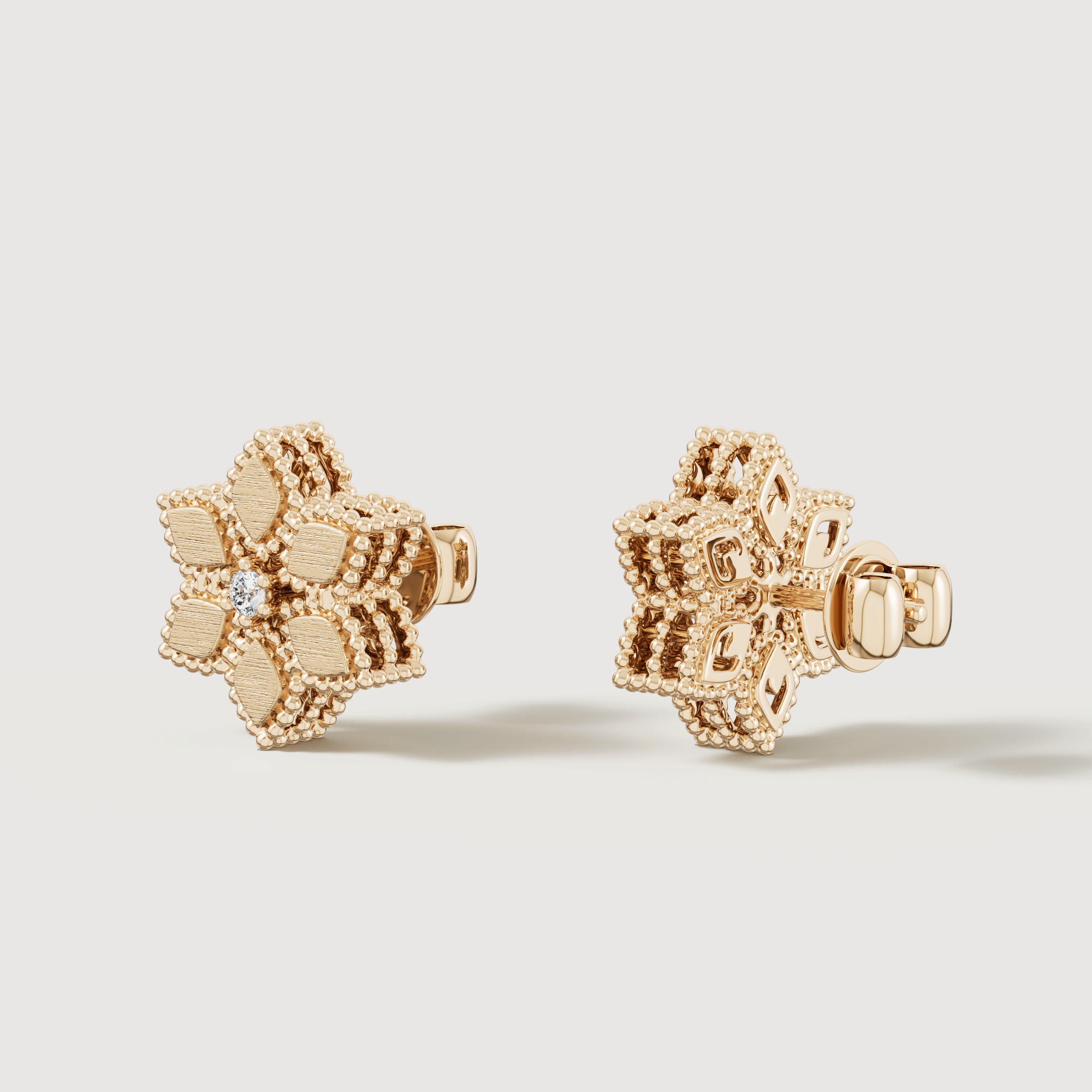 Stella D'Oro 18K Yellow Gold Diamond Earrings