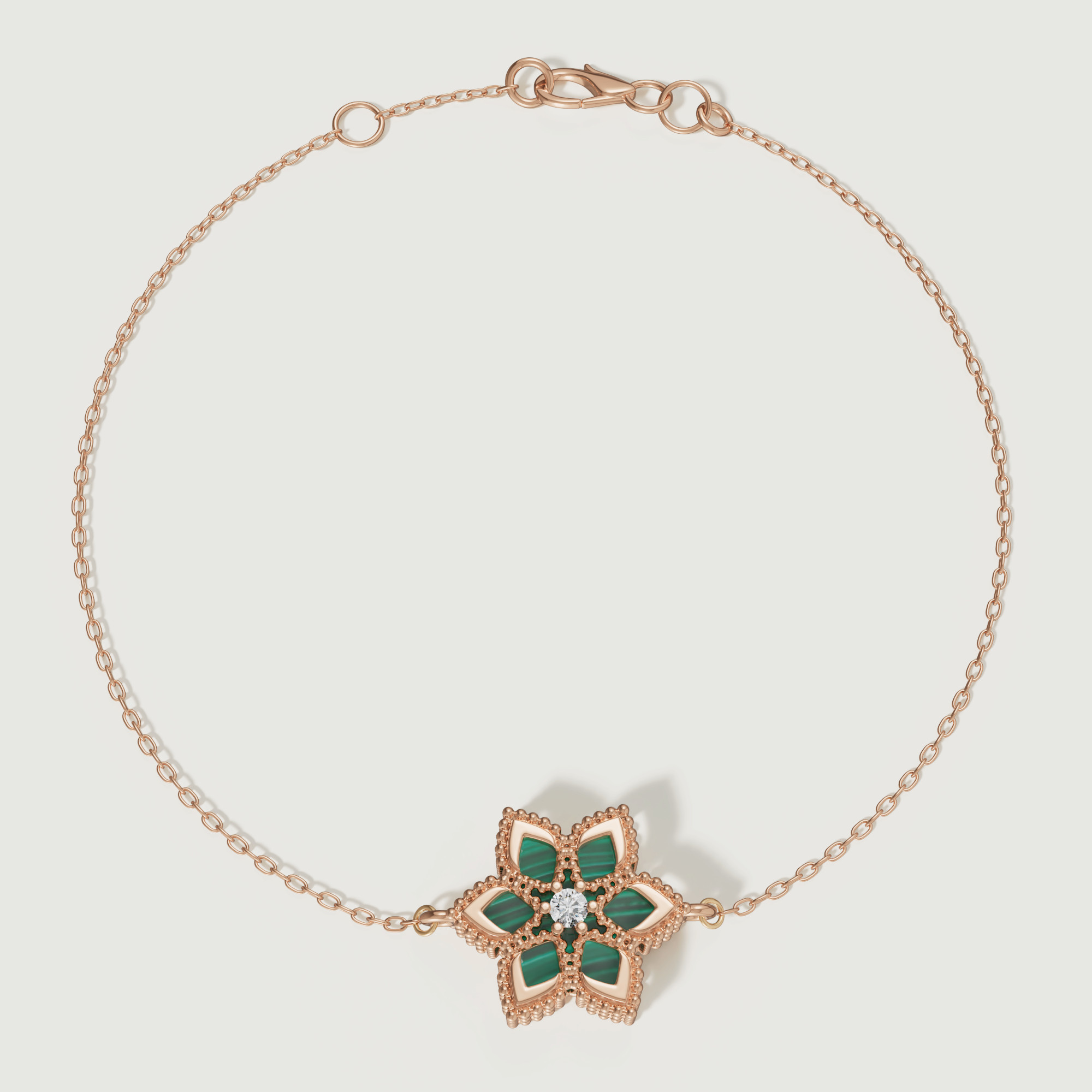 Stella D'oro 18k Rose Gold Diamond And Malachite Bracelet