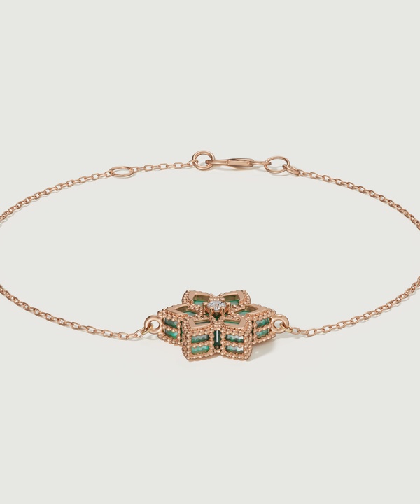 Lucky Malachite Diamond Bracelet in 18K Rose Gold & malachite